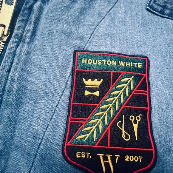 Houston White Streetcore  unisex Trendy denim blue Oversized Jumpsuit - Picture 7 of 12